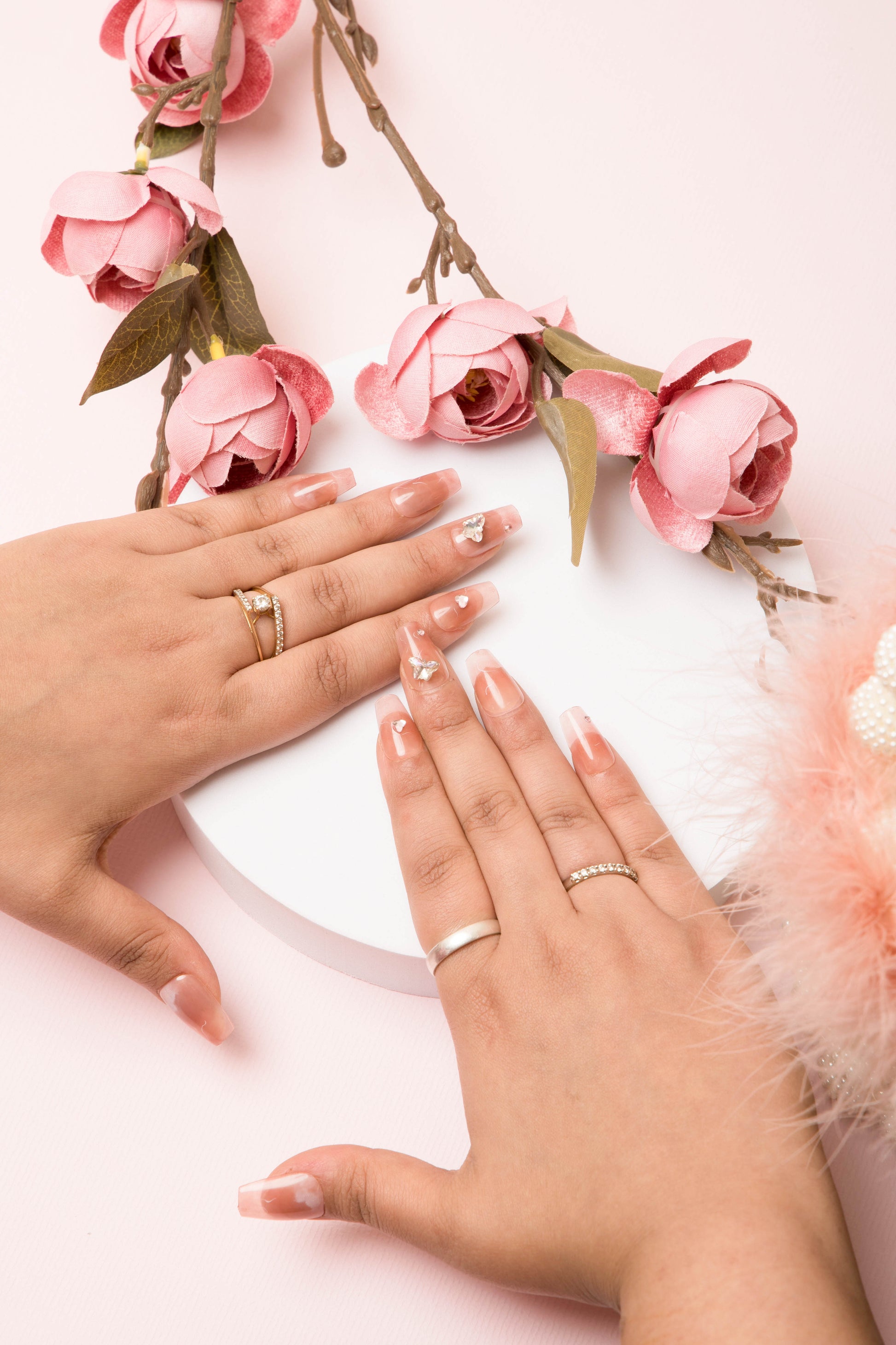 Rose Butterfly Gem Soft Gel Press-On Nails