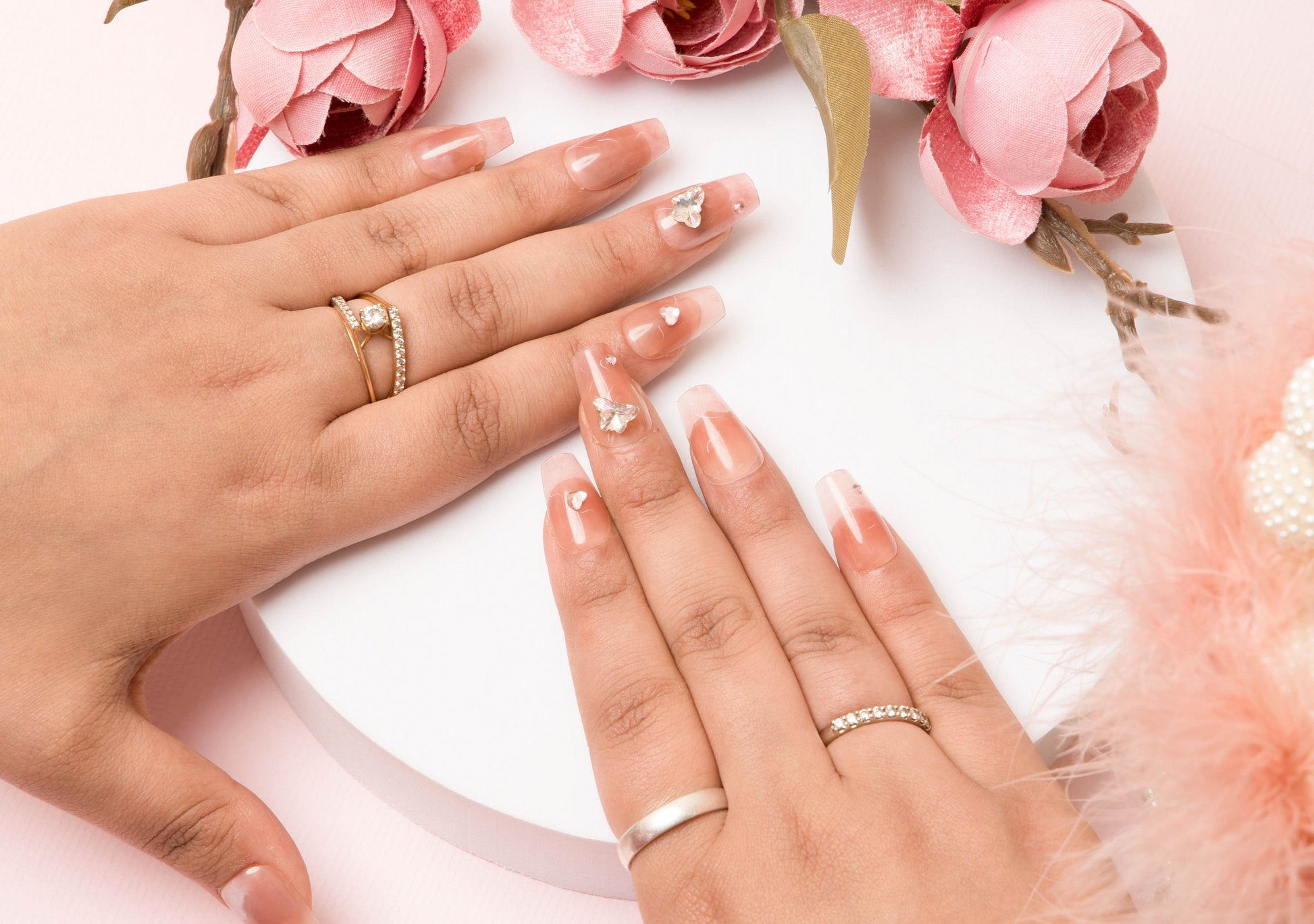 Rose Butterfly Gem Soft Gel Press-On Nails