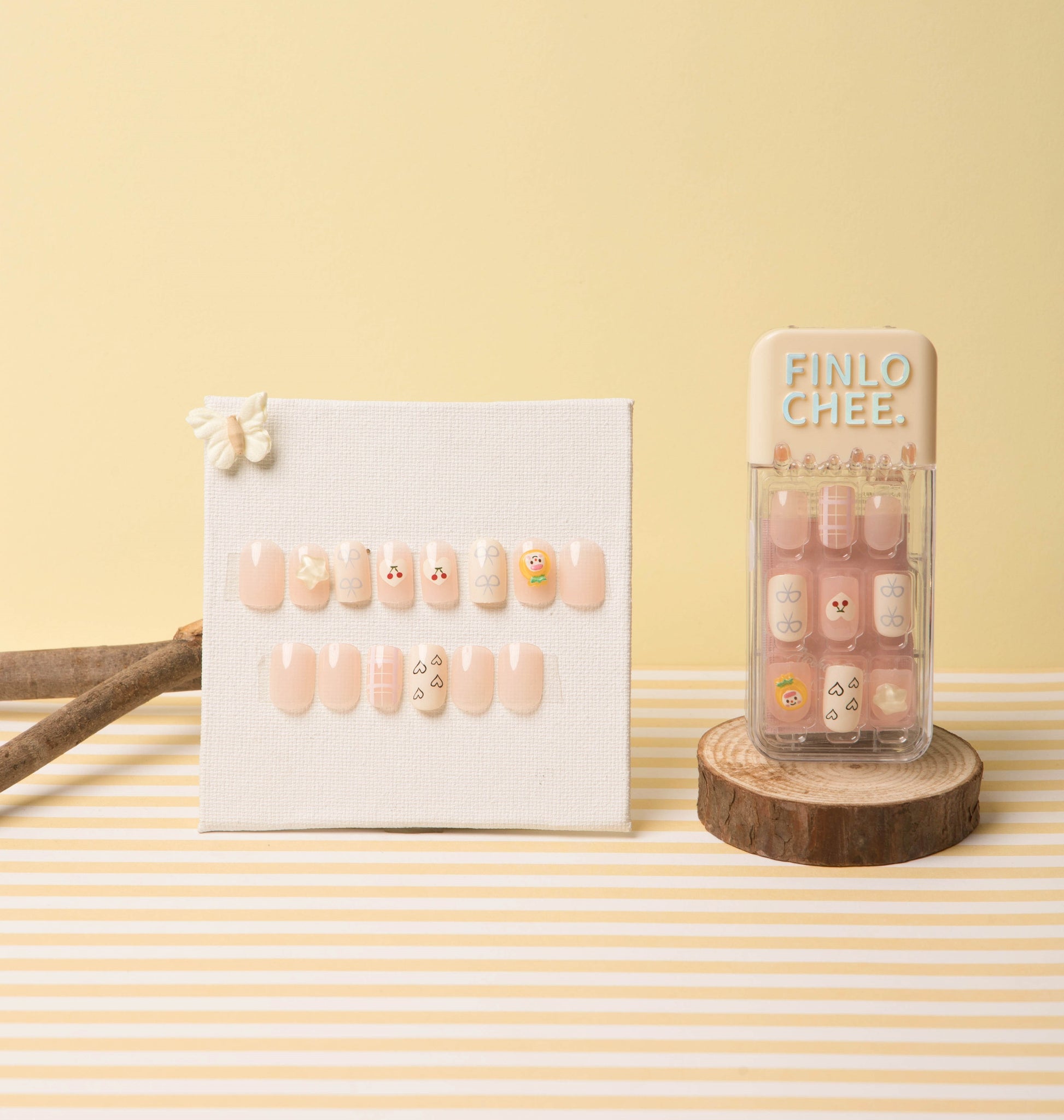 Peach Whimsy & White Delight Soft Gel Press-On Nails