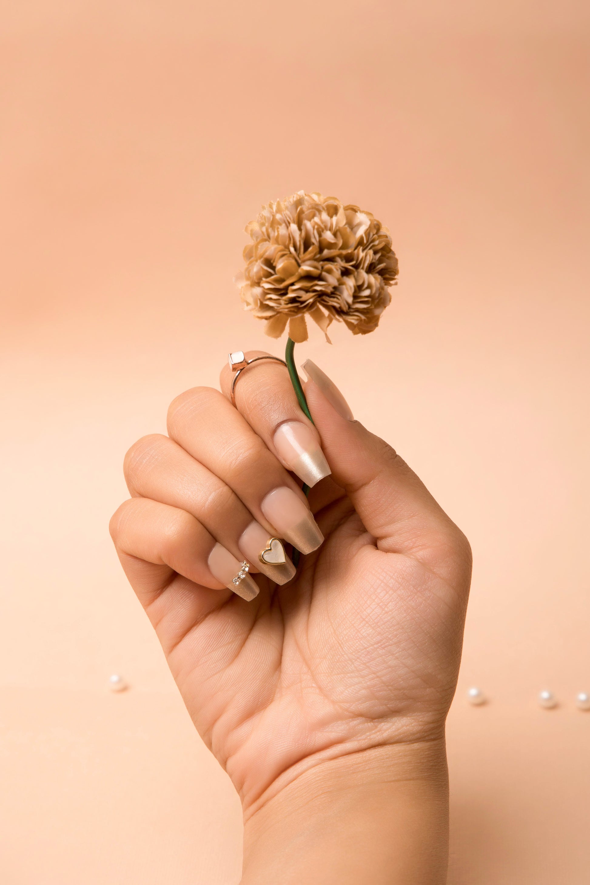 Golden French Stardust Soft Gel Press On Nails