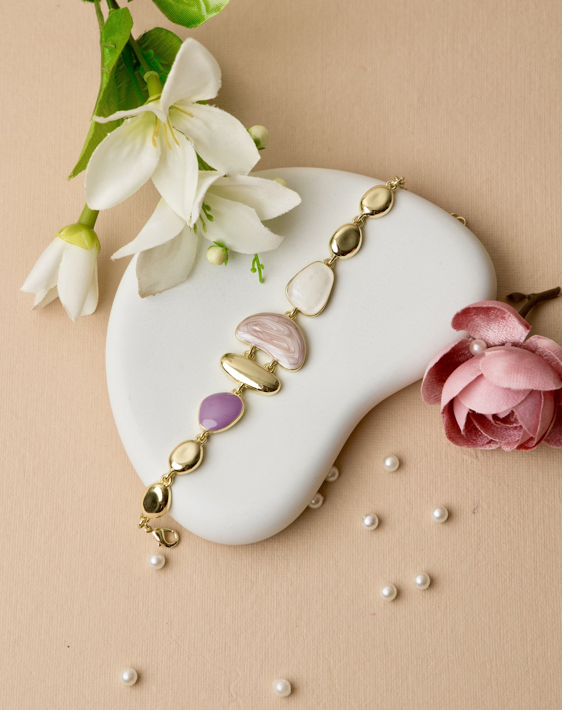 Blush Resin Gold-Plated Bracelet
