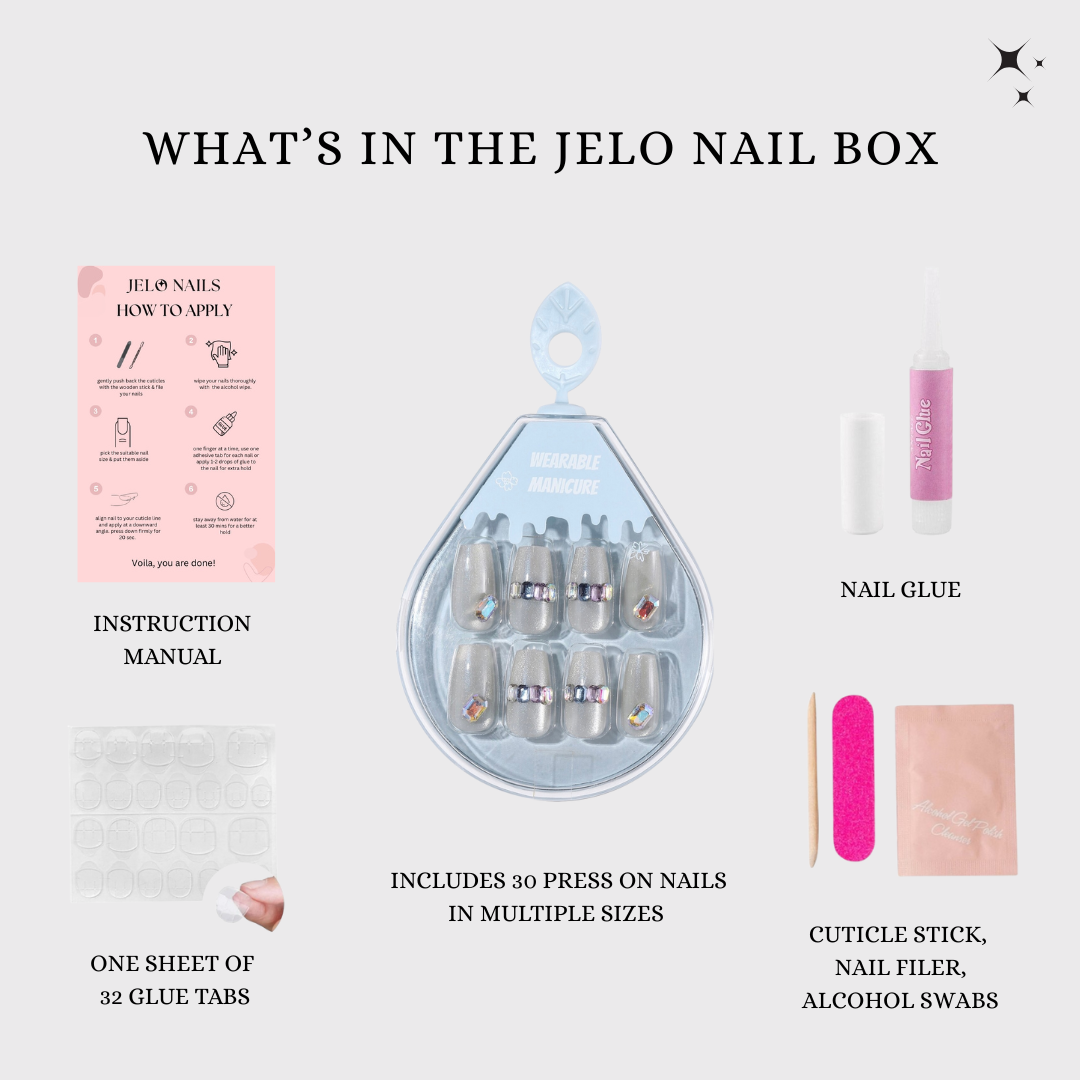 Silver Gem Cat Eye Soft Gel Press On Nails