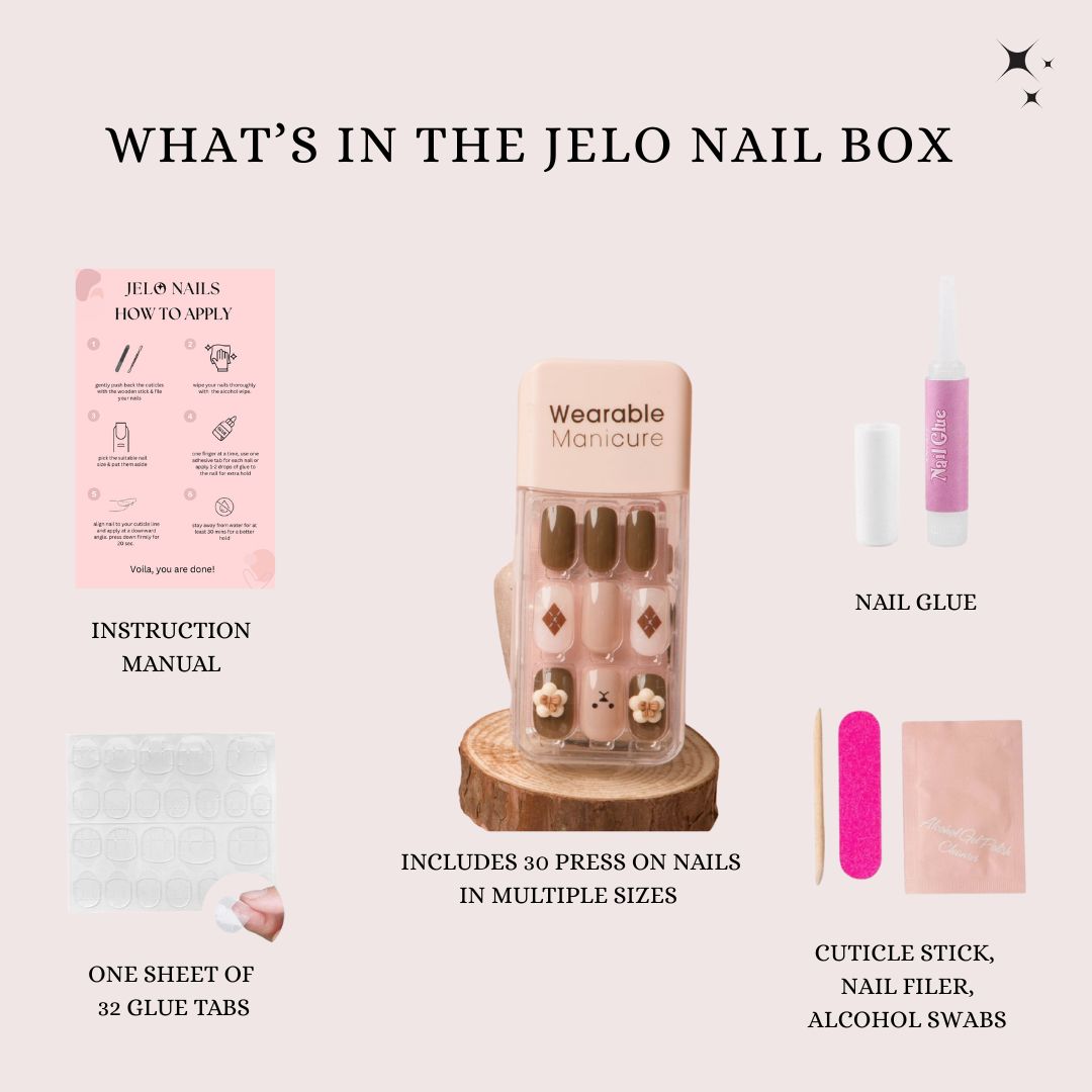 Bear and Bloom – Mocha & Pink Press-On Nails Duo