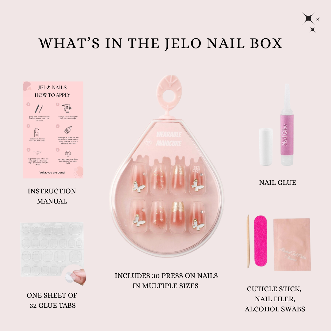 Pink Golden Flutter Soft Gel Press-On Nails