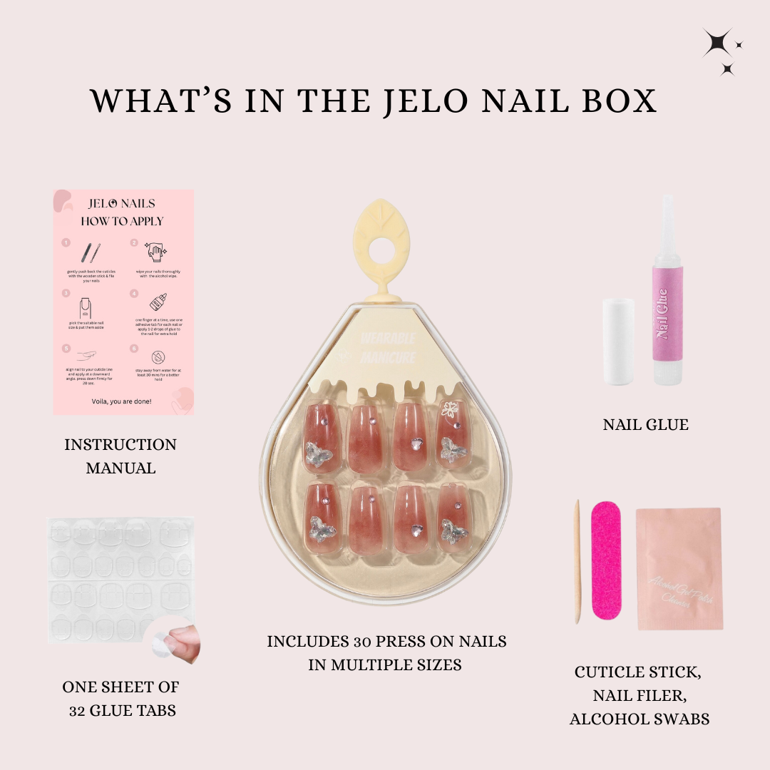 Rose Butterfly Gem Soft Gel Press-On Nails