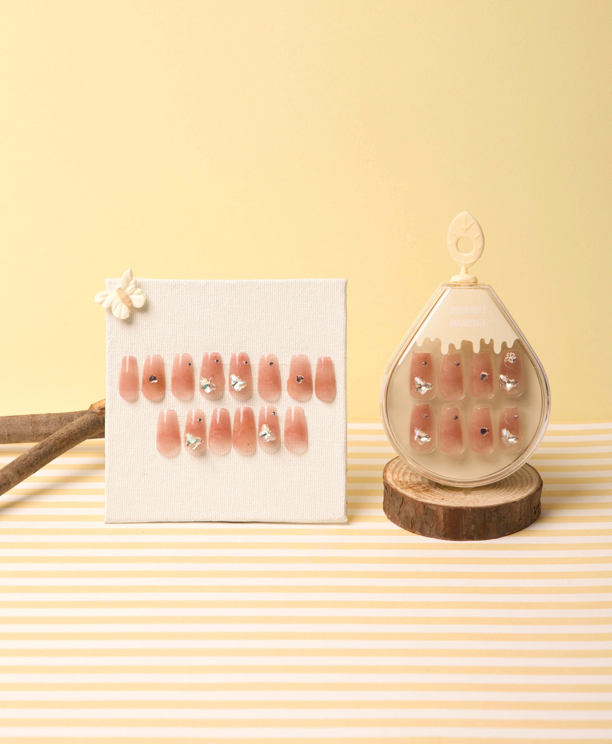 Rose Butterfly Gem Soft Gel Press-On Nails