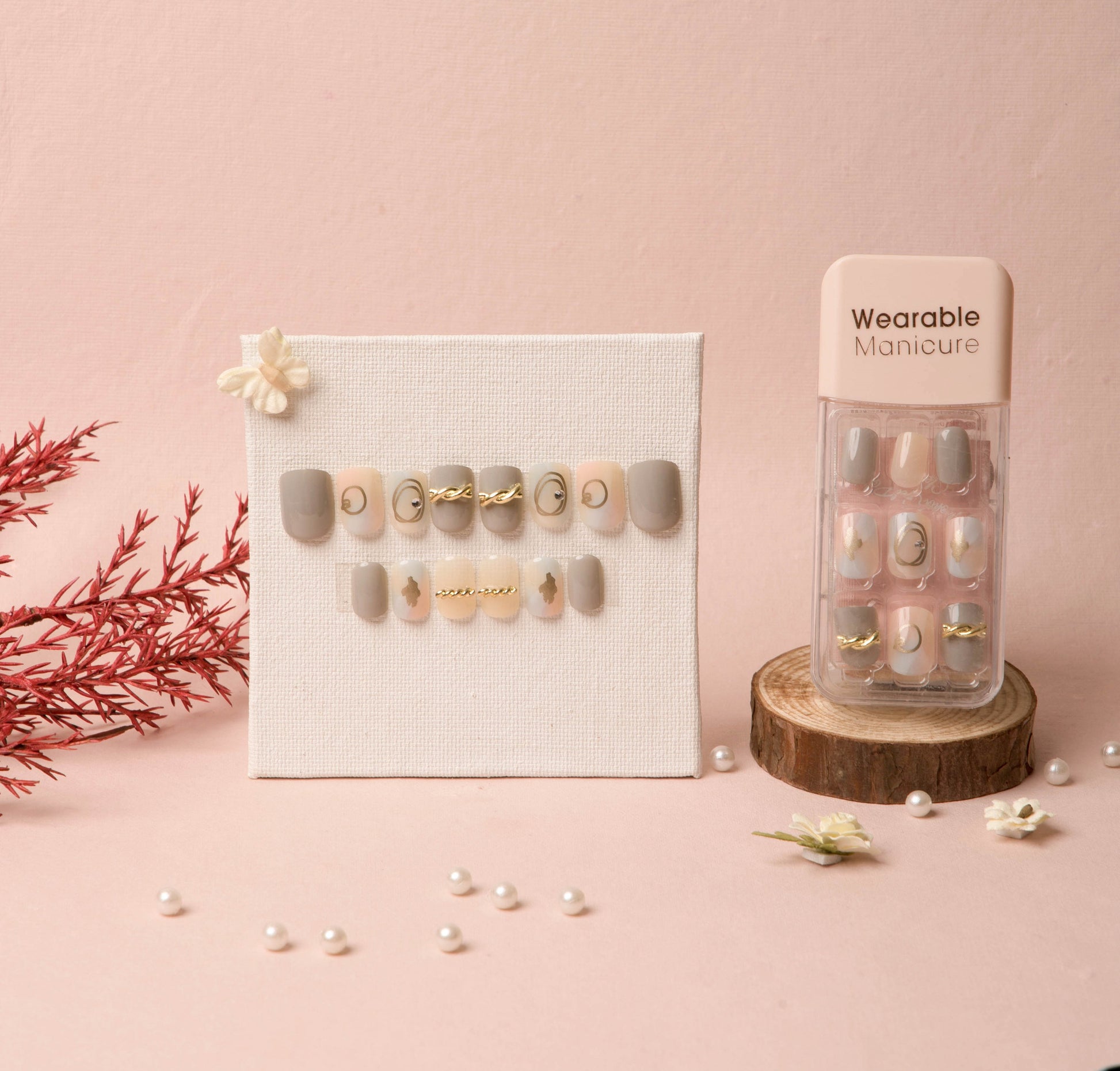 Greige Gold Minimal Press-On Nails