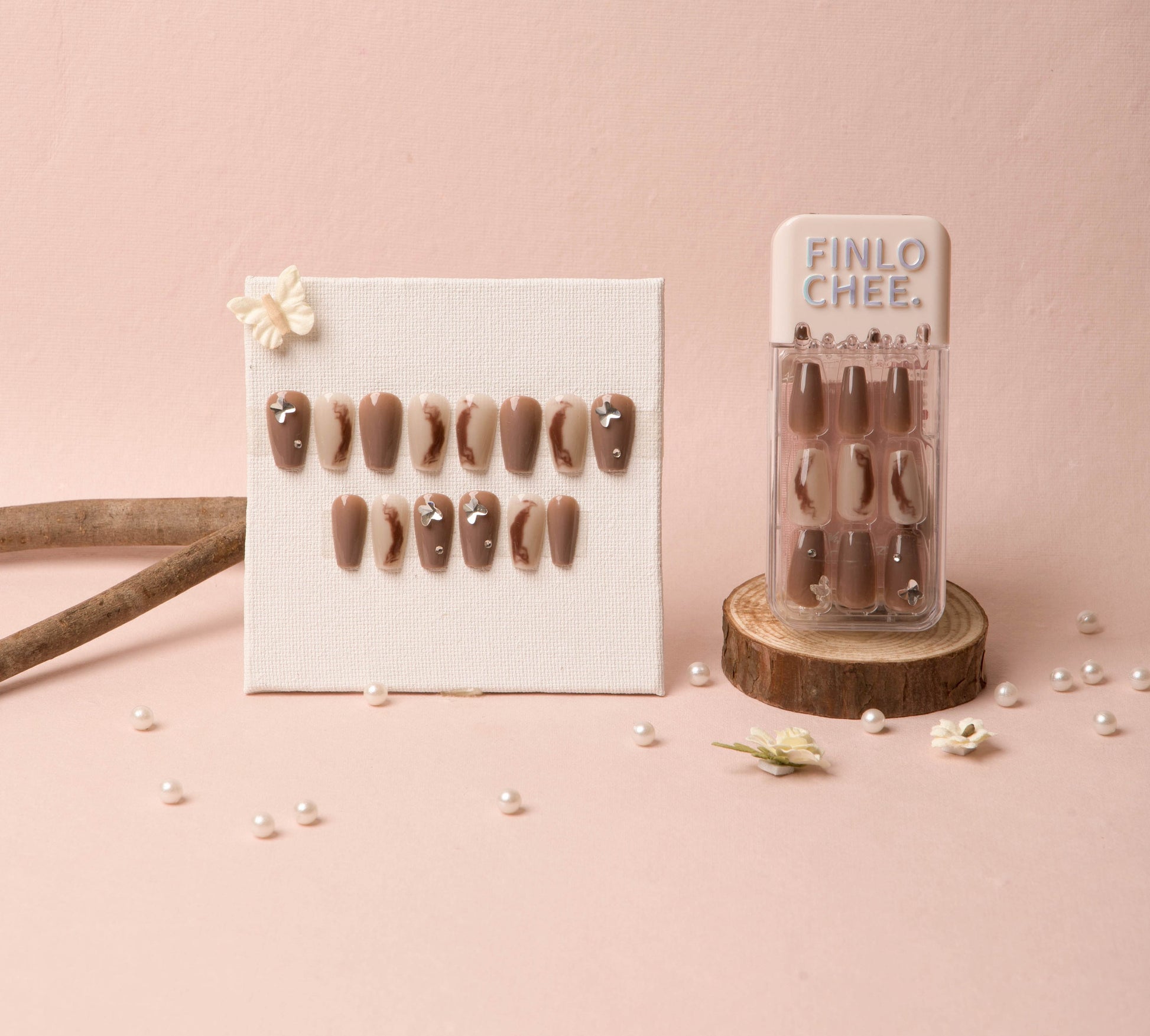 Espresso Swirl Press-On Nails