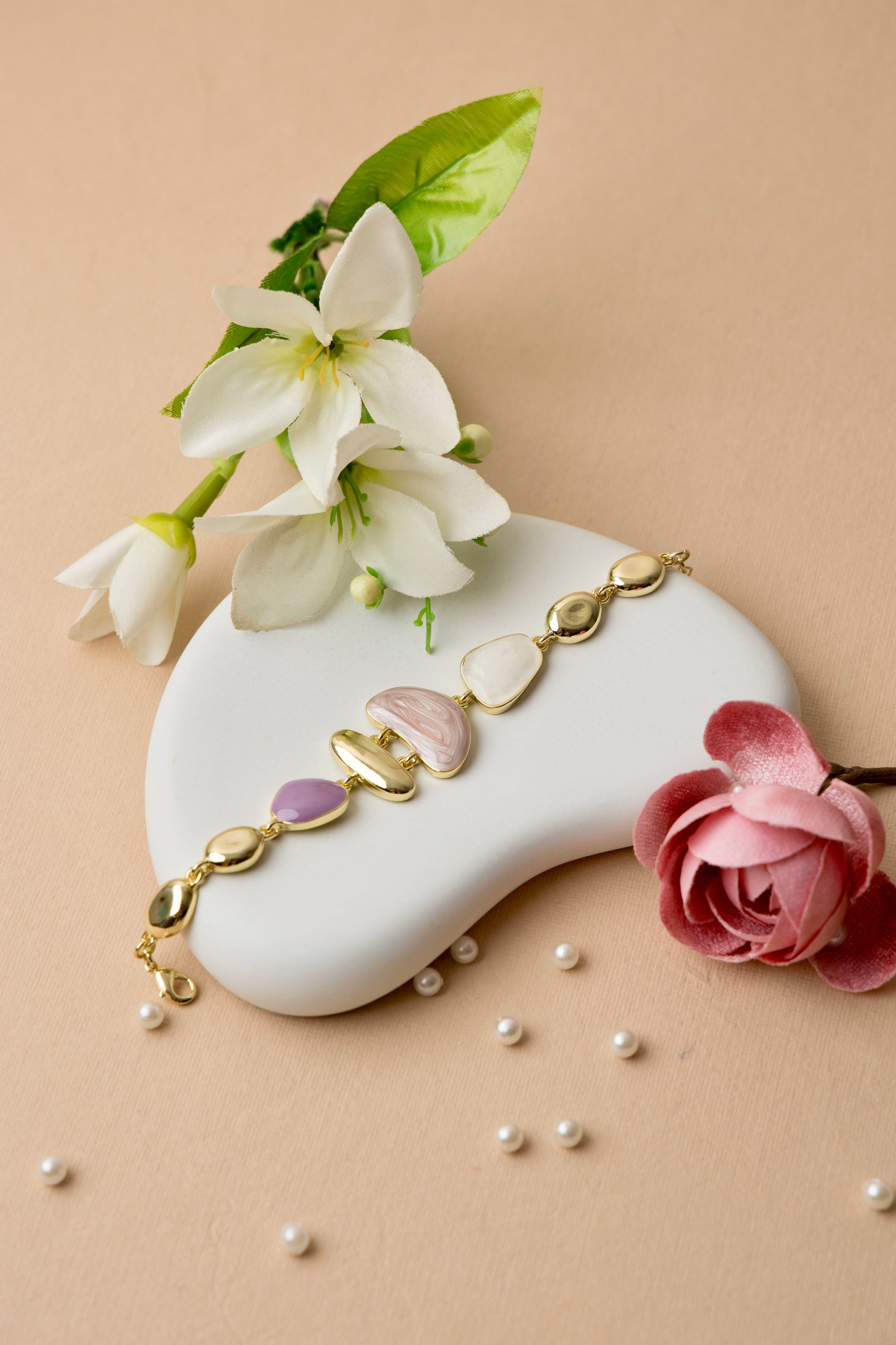 Blush Resin Gold-Plated Bracelet