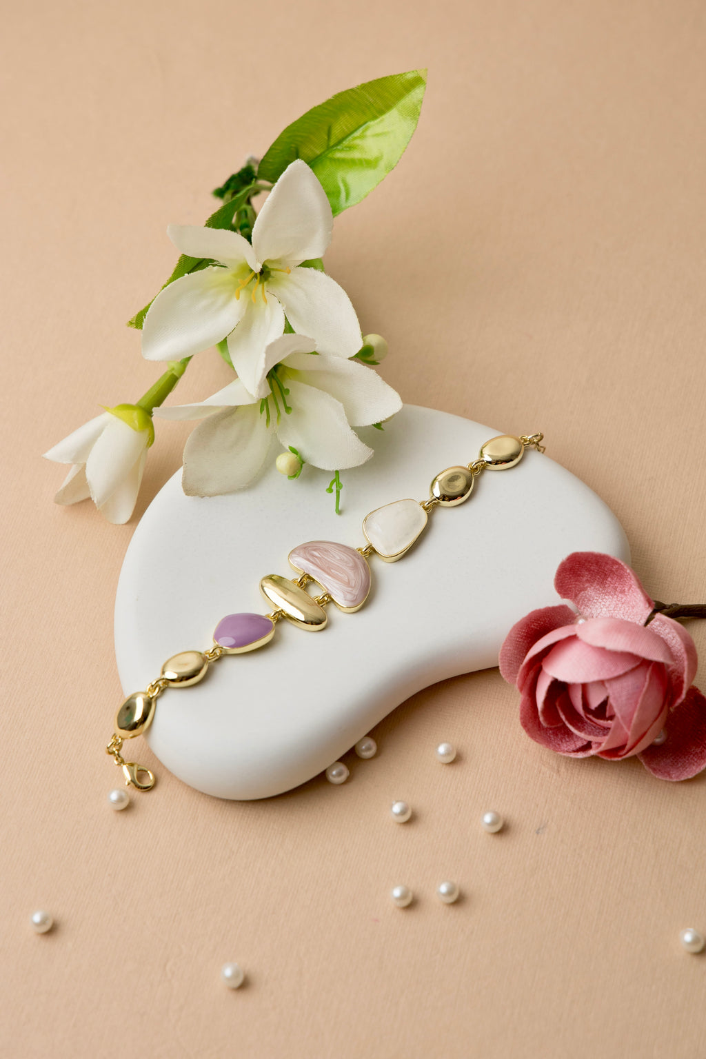 Blush Resin Gold-Plated Bracelet