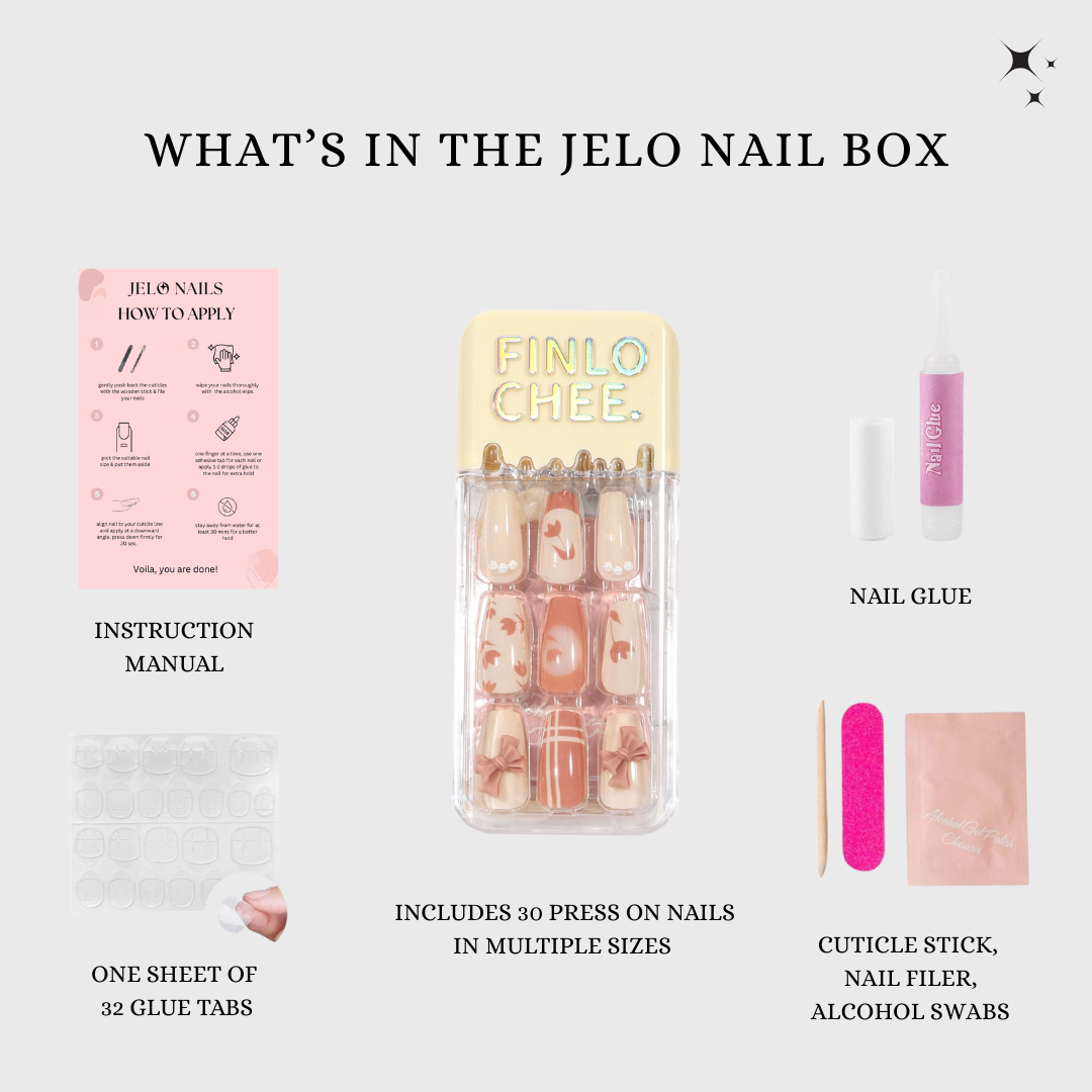 Peach Floral Press-On Nails