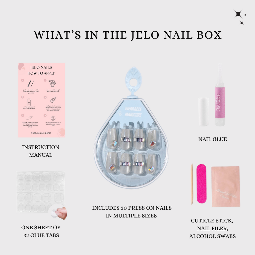 Silver Gem Cat Eye Soft Gel Press On Nails