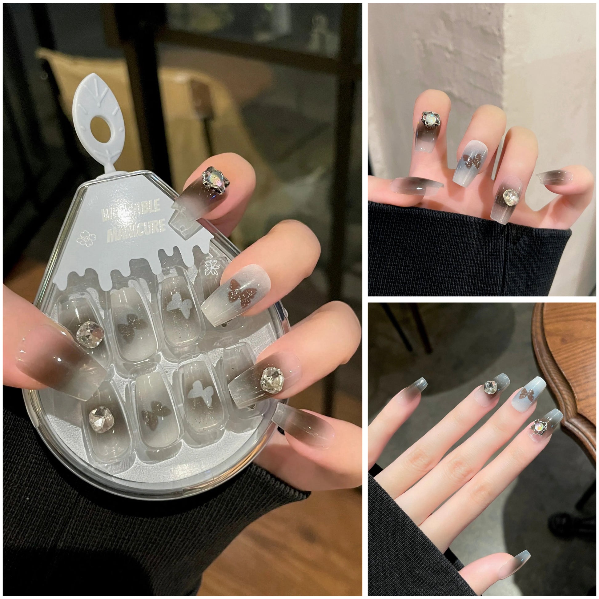 Smoky Starlight Charm Press-On Nails