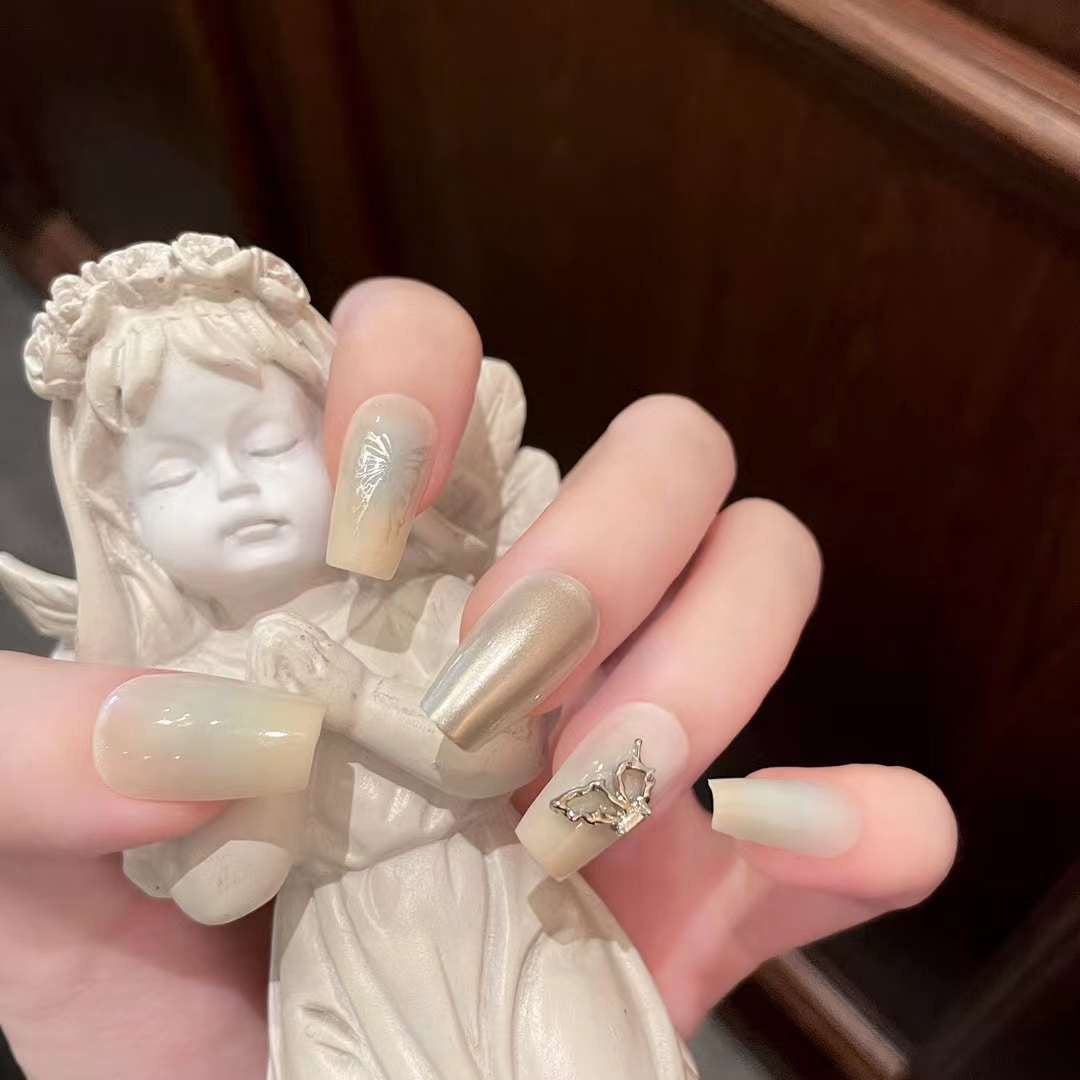 Icy Chrome Butterfly Press-On Nails