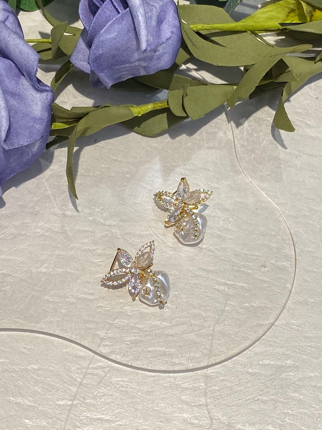 Crystal Lily Studs