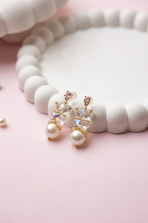 Aurora Bear Pearl Drop Earrings